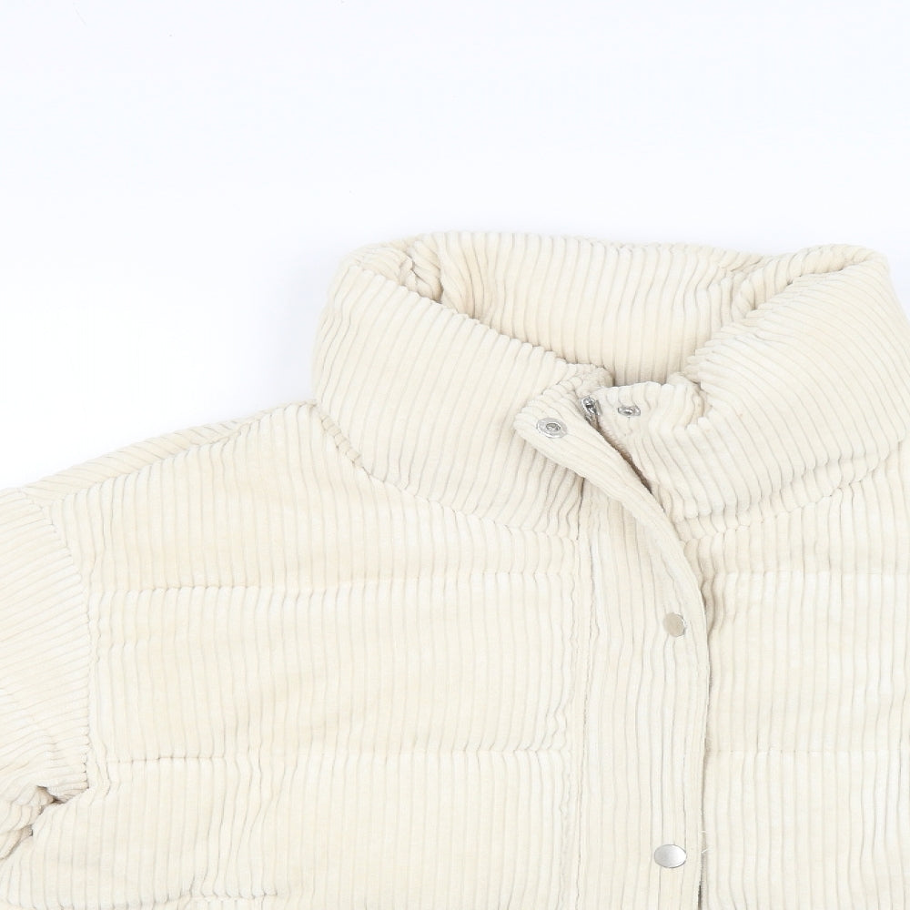 Primark Womens White  Corduroy Puffer Jacket Coat Size M
