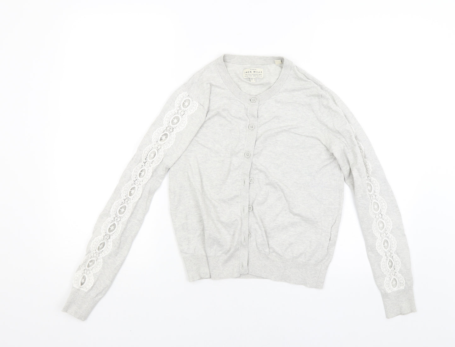 Jack Wills Womens Grey  Knit Cardigan Jumper Size 10