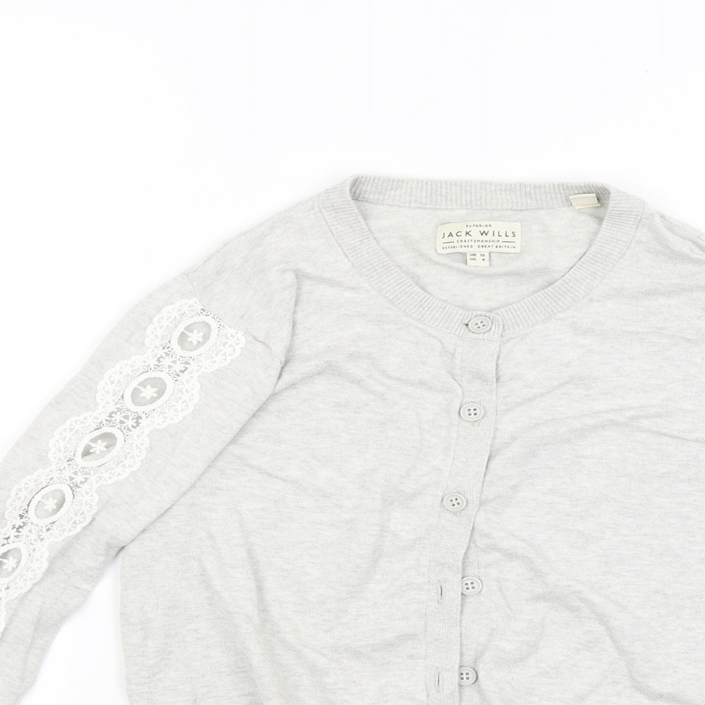Jack Wills Womens Grey  Knit Cardigan Jumper Size 10