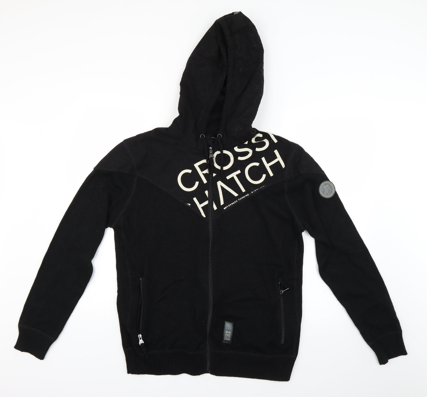Crosshatch Mens Black   Full Zip Hoodie Size L