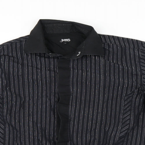 Parkes Mens Black Striped   Button-Up Size S