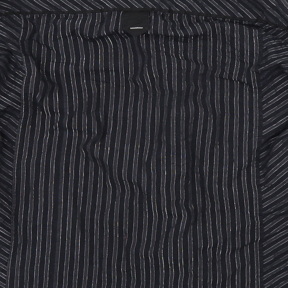 Parkes Mens Black Striped   Button-Up Size S