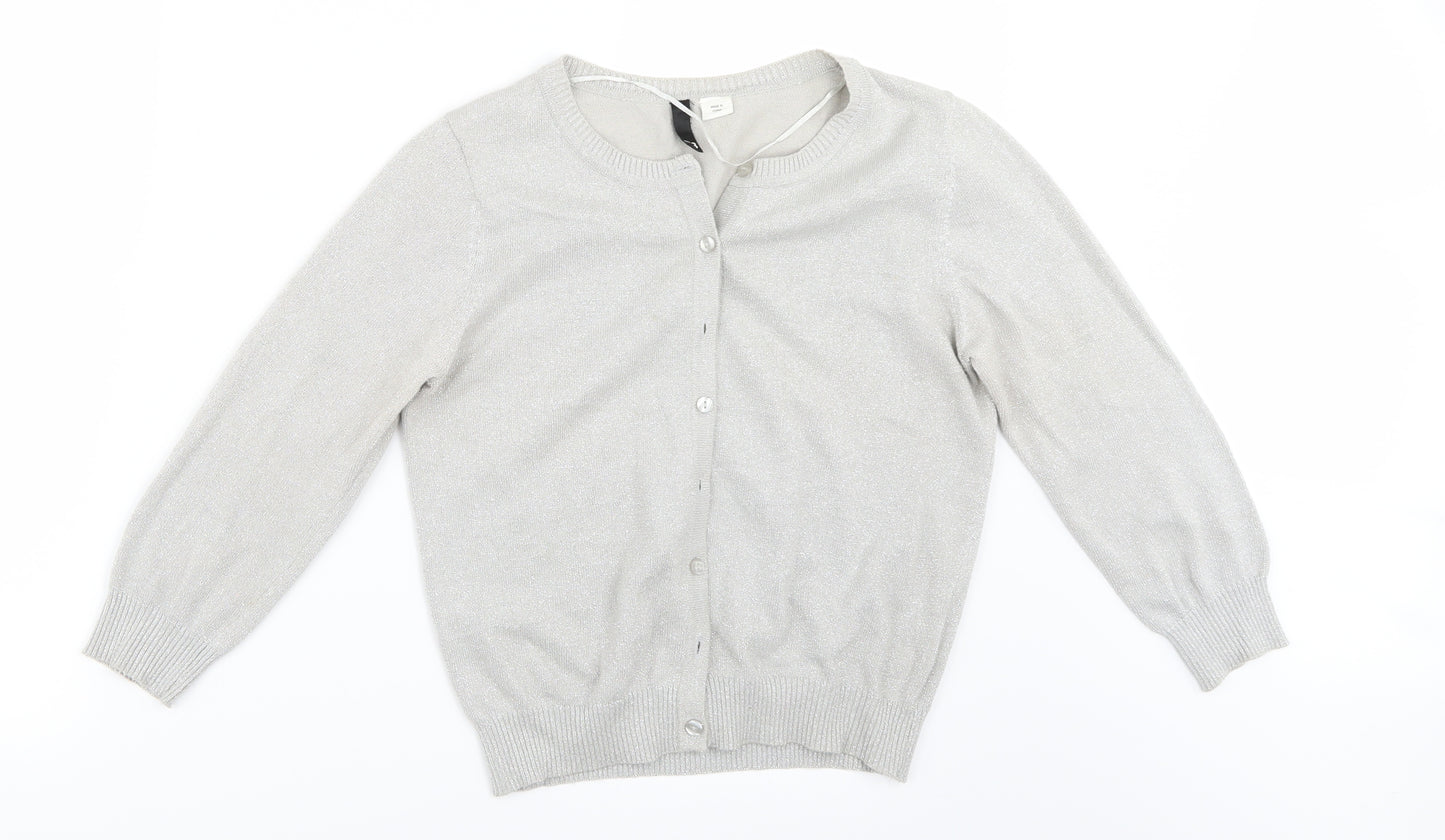 H&M Womens Silver   Cardigan Jumper Size 6
