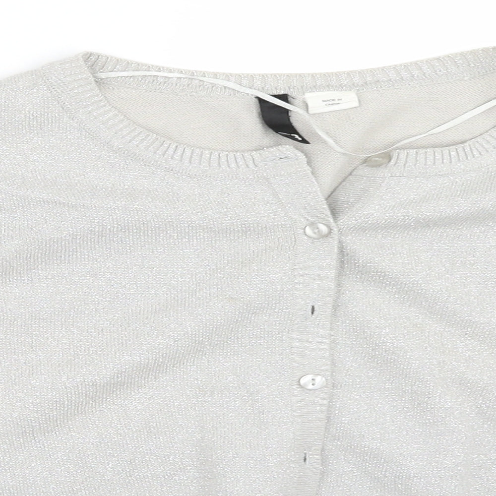 H&M Womens Silver   Cardigan Jumper Size 6