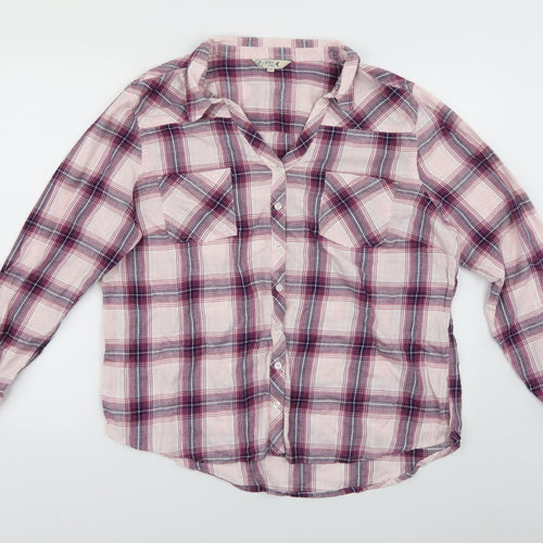 M&Co Womens Pink Plaid  Basic Button-Up Size 20