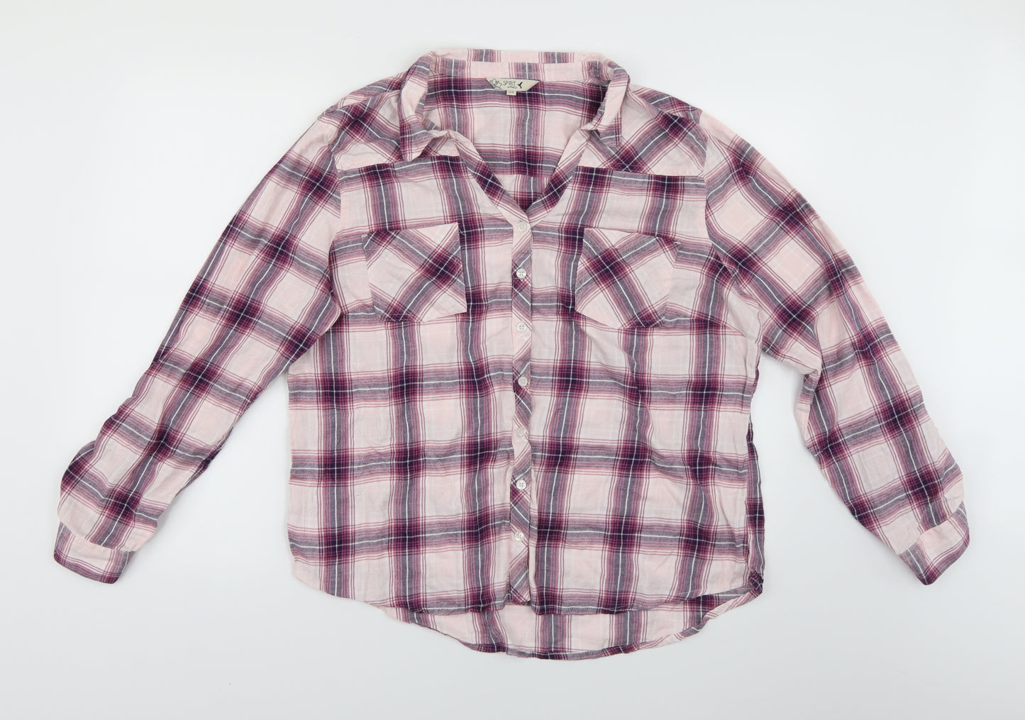 M&Co Womens Pink Plaid  Basic Button-Up Size 20