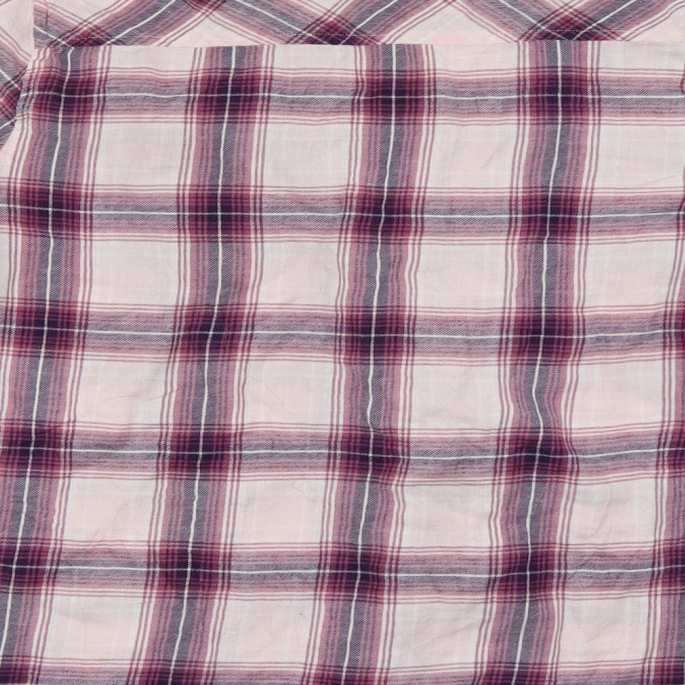 M&Co Womens Pink Plaid  Basic Button-Up Size 20
