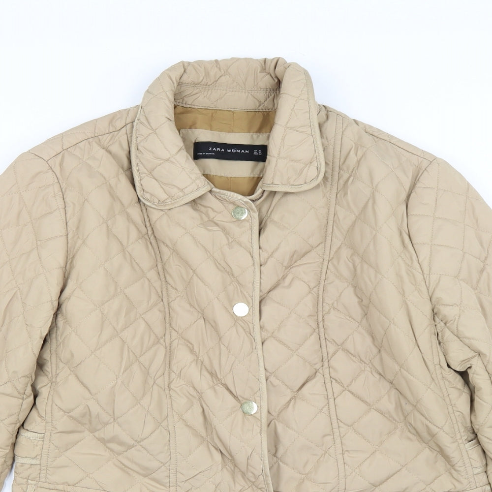 Zara Womens Beige   Quilted Coat Size XL