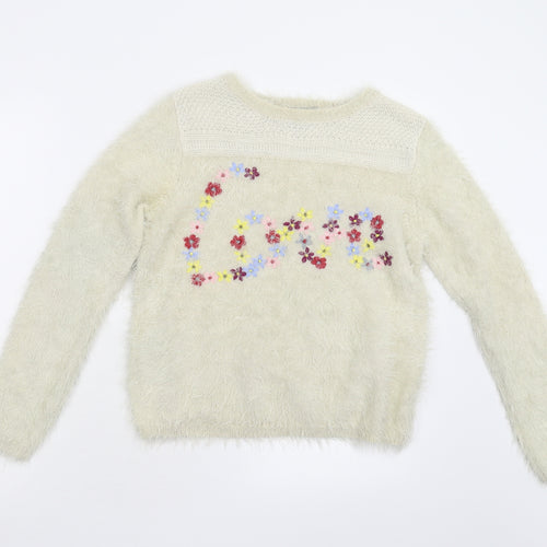 ASOS Womens Beige Floral Knit Pullover Jumper Size 10