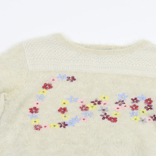 ASOS Womens Beige Floral Knit Pullover Jumper Size 10