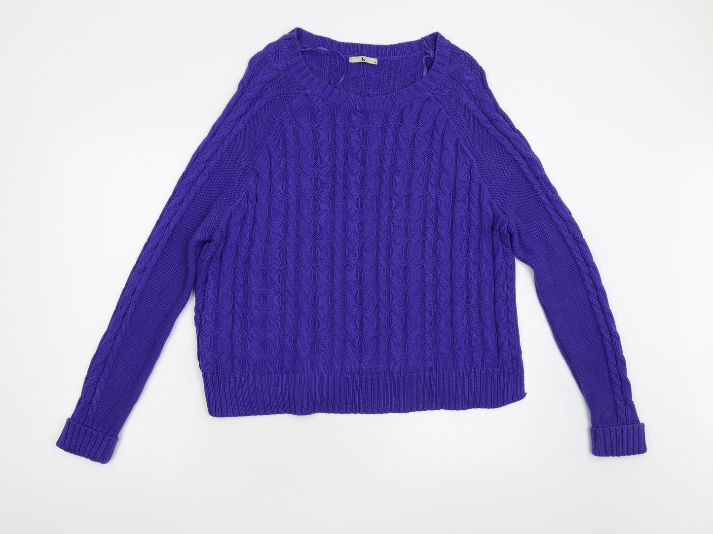 TU Womens Purple  Knit Pullover Jumper Size 14