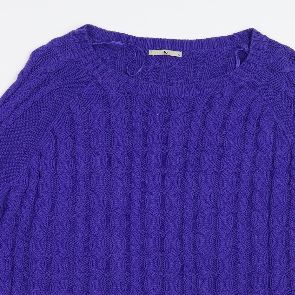 TU Womens Purple  Knit Pullover Jumper Size 14