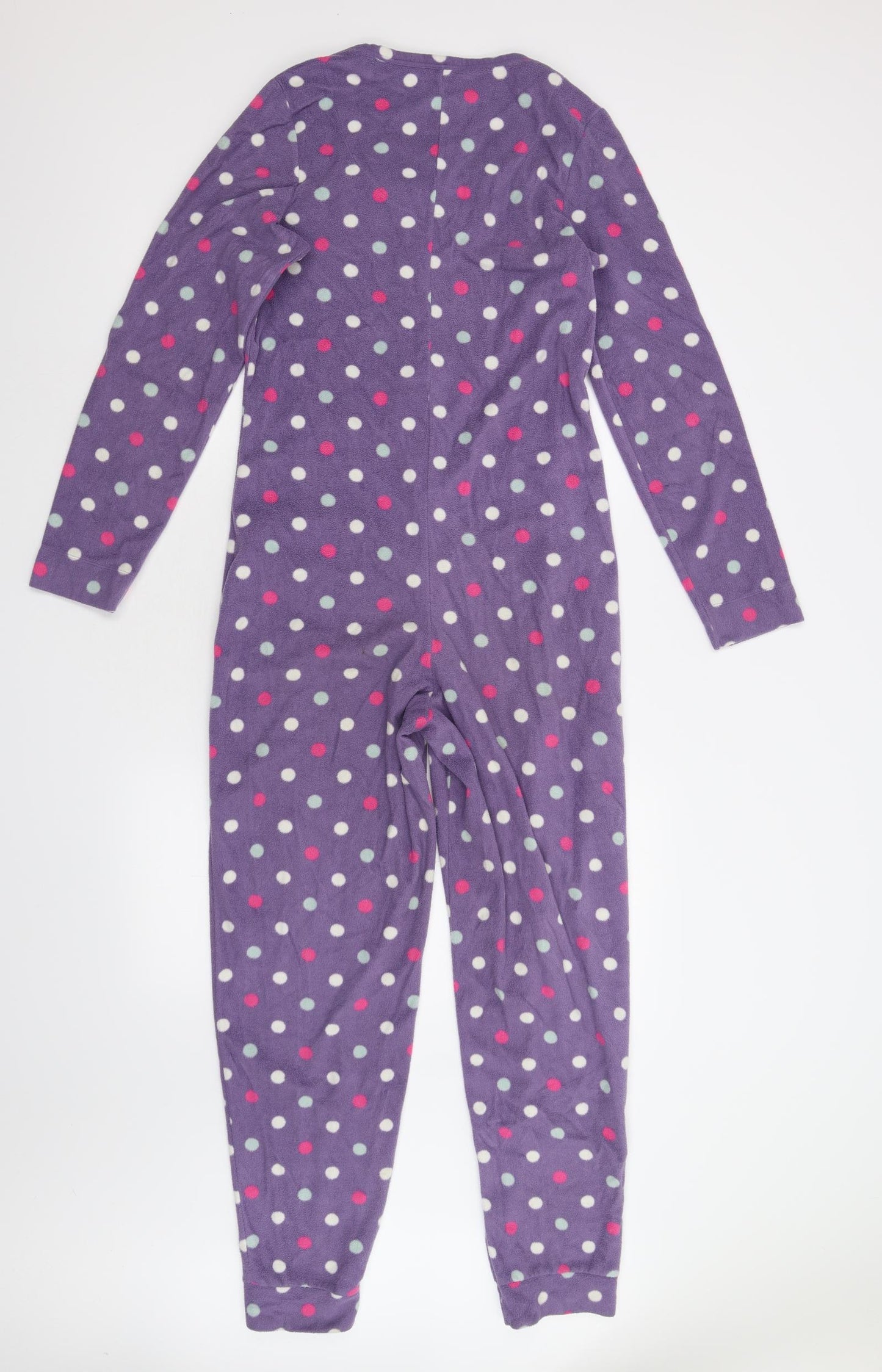 M&S Womens Purple Polka Dot Fleece  One Piece Size 8