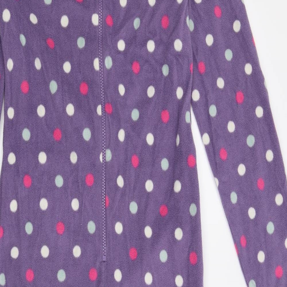 M&S Womens Purple Polka Dot Fleece  One Piece Size 8