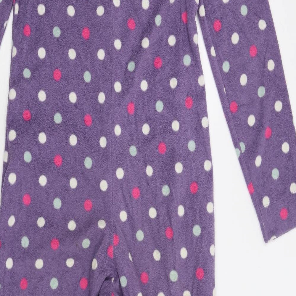 M&S Womens Purple Polka Dot Fleece  One Piece Size 8