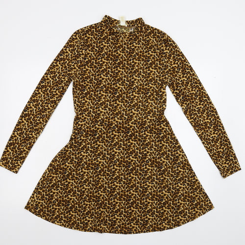 FOREVER 21 Womens Yellow Animal Print  Fit & Flare  Size L