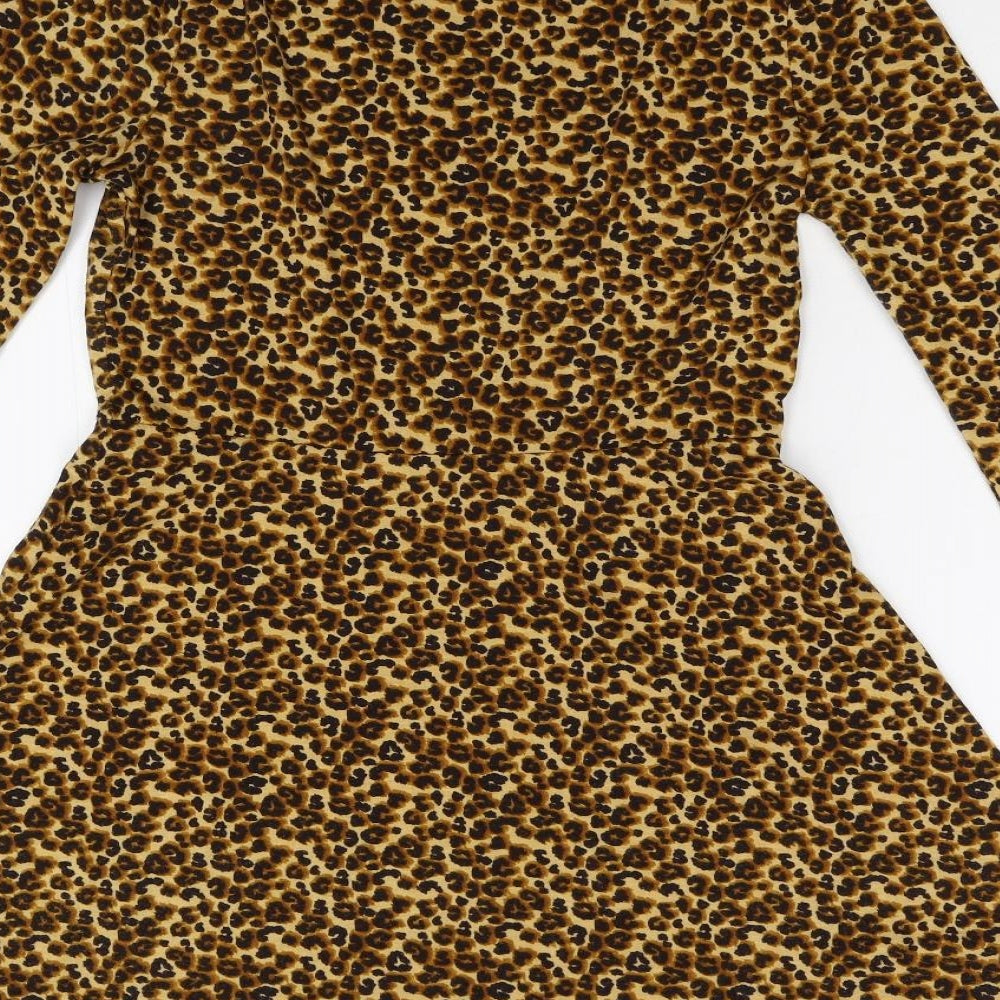 FOREVER 21 Womens Yellow Animal Print  Fit & Flare  Size L