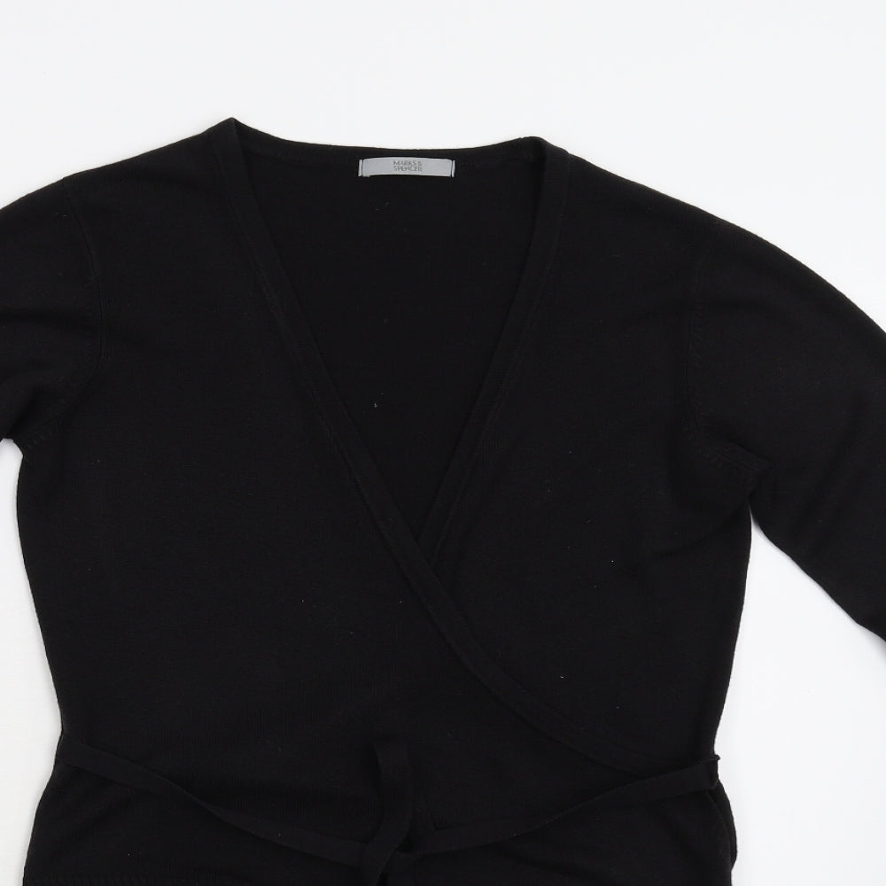 M&S Womens Black  Knit Cardigan Jumper Size 12
