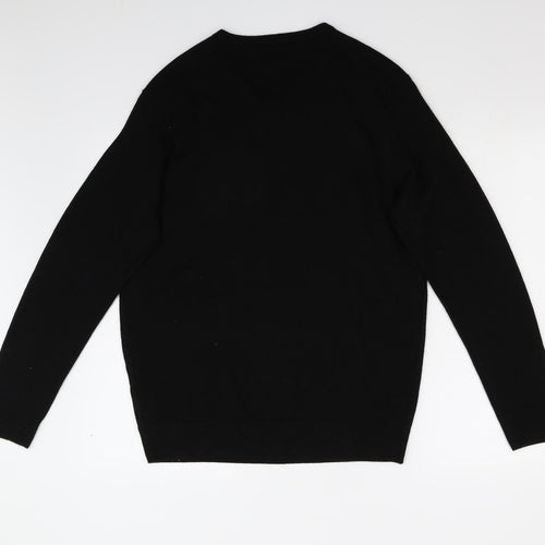 F&F Mens Black  Knit Pullover Jumper Size M