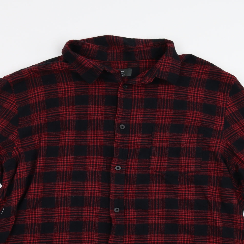 Primark Mens Red Check Flannel  Button-Up Size 2XL