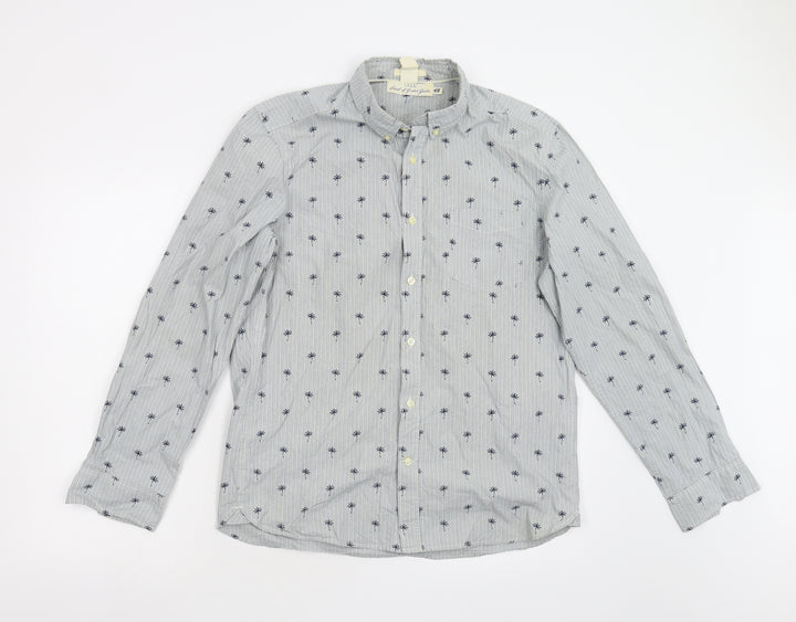 H&M Mens Blue Striped Button-Up Size M