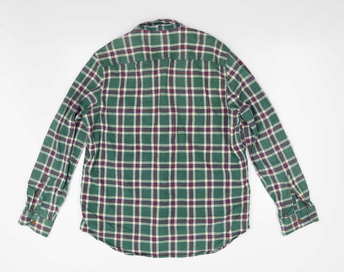 Topman Mens Green Check Flannel  Button-Up Size XL