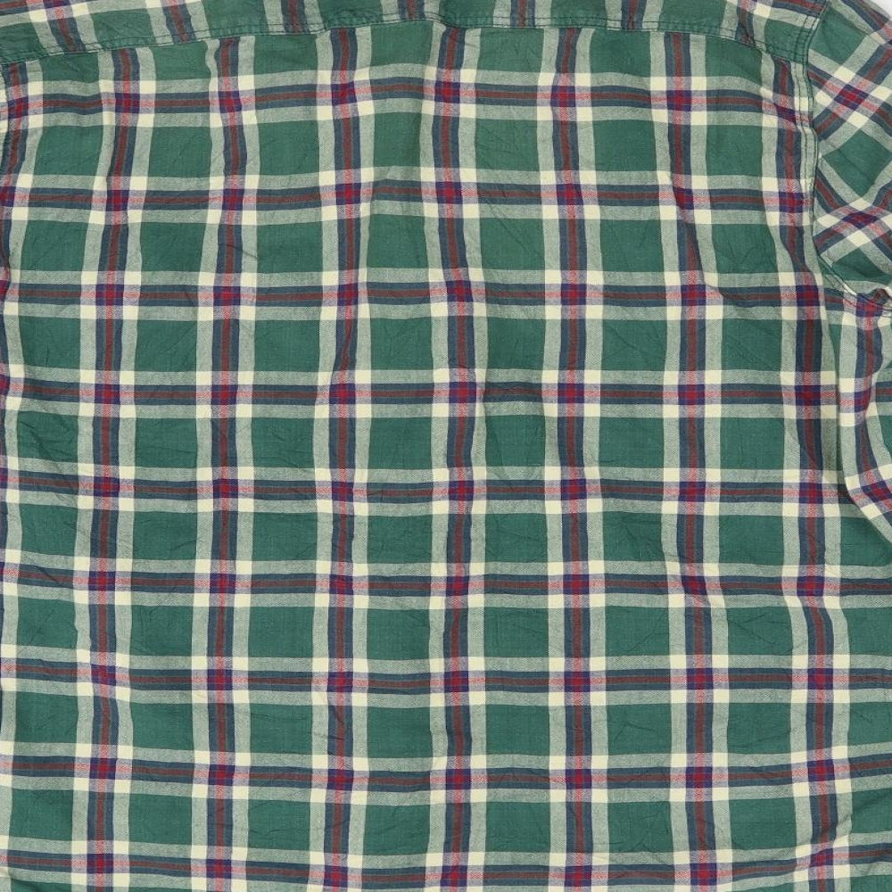 Topman Mens Green Check Flannel  Button-Up Size XL