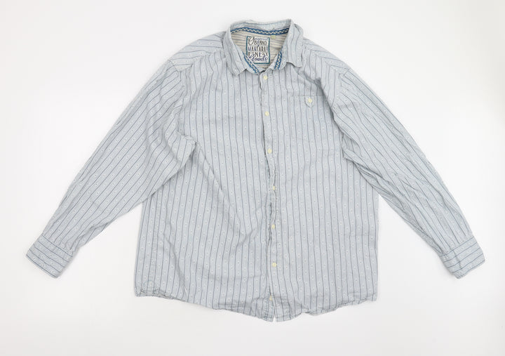 Original Brand Mens Blue Striped Button-Up Size L