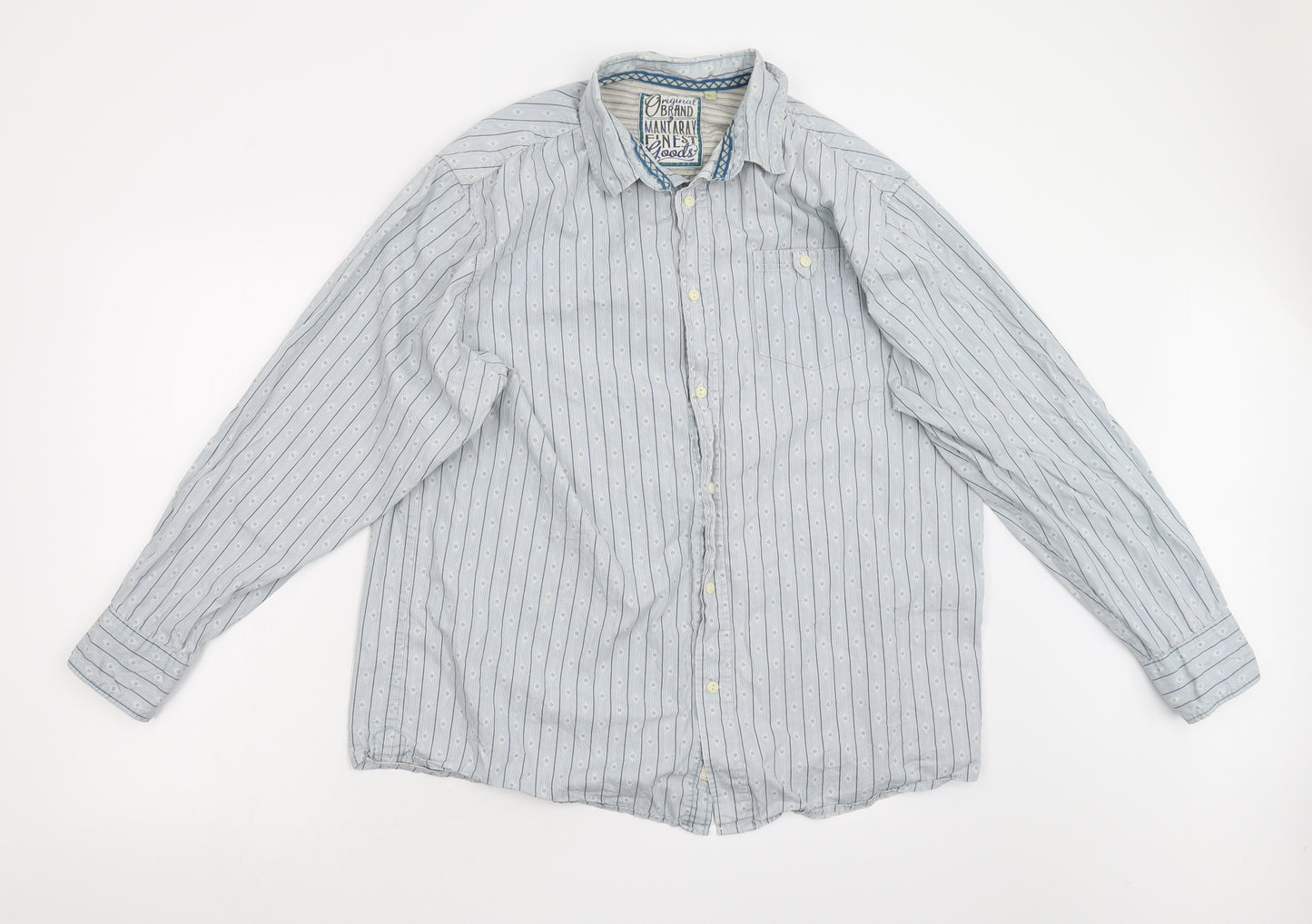 Original Brand Mens Blue Striped   Button-Up Size L