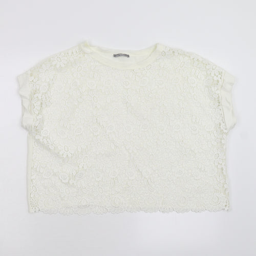 Zara Womens Ivory Floral  Pullover Jumper Size M