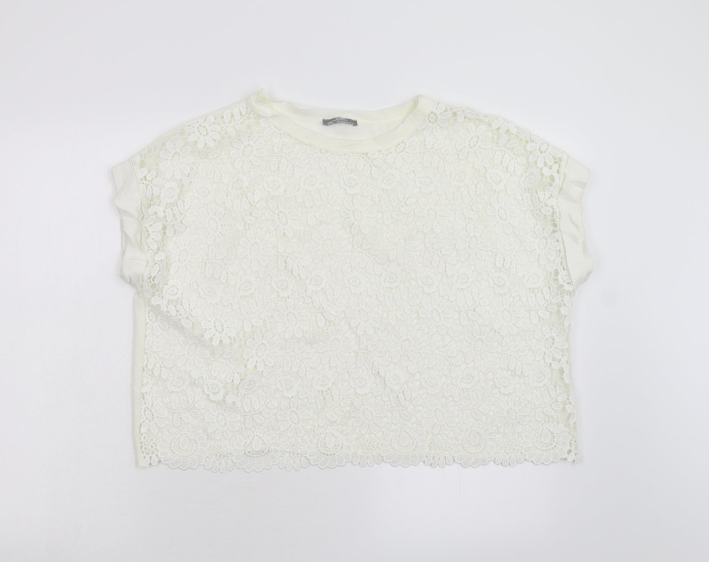 Zara Womens Ivory Floral  Pullover Jumper Size M
