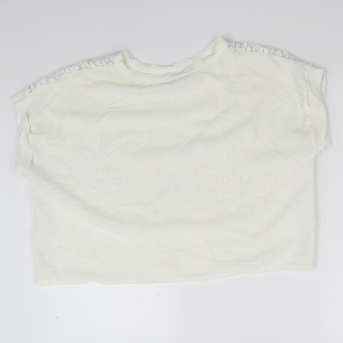 Zara Womens Ivory Floral  Pullover Jumper Size M