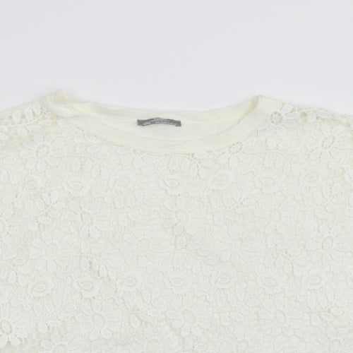 Zara Womens Ivory Floral  Pullover Jumper Size M