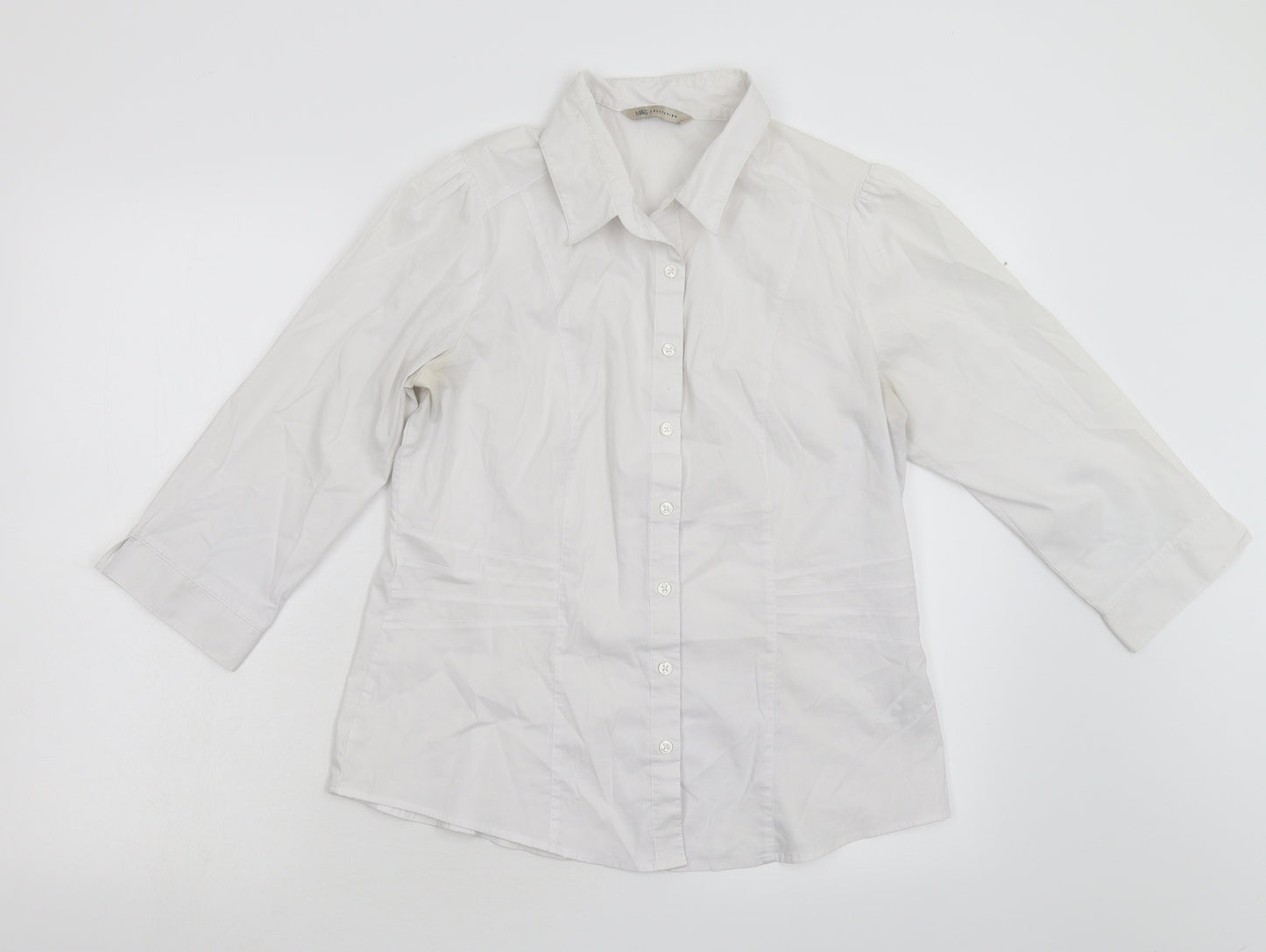 M&S Womens White   Basic Blouse Size 14