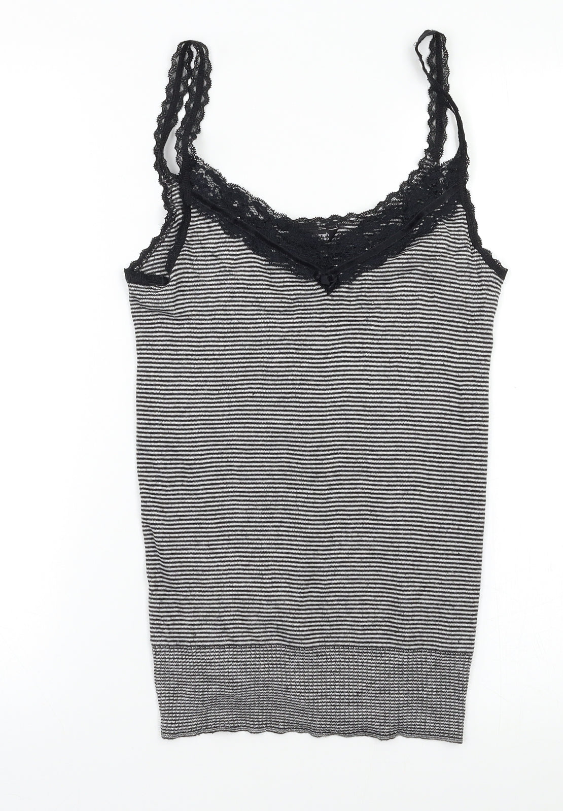 M&S Womens Black Striped  Camisole Tank Size 16