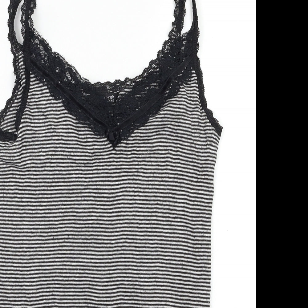 M&S Womens Black Striped  Camisole Tank Size 16
