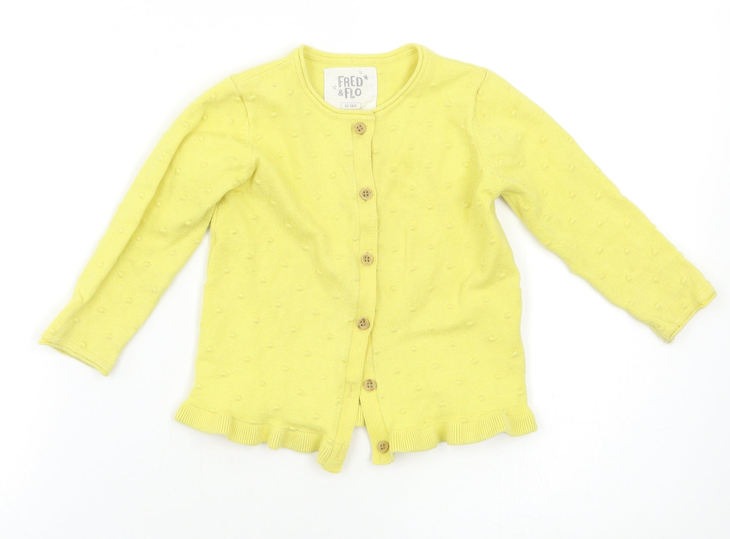 FRED&FLO Baby Yellow   Cardigan Jumper Size 12-18 Months