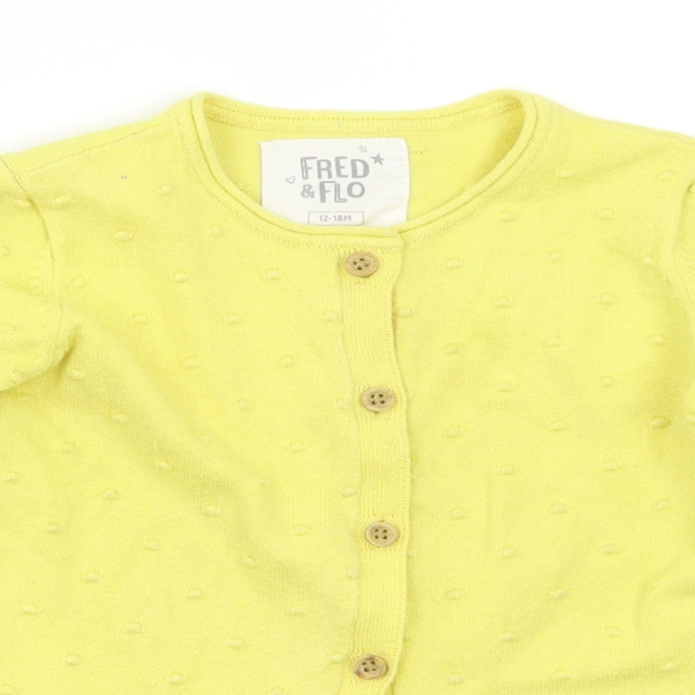FRED&FLO Baby Yellow   Cardigan Jumper Size 12-18 Months