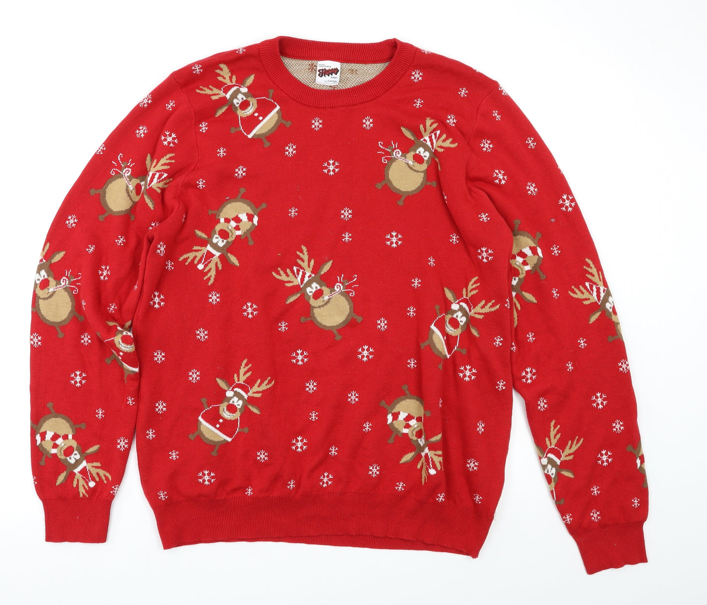 George Mens Red Geometric  Pullover Jumper Size XL  - Christmas Jumper