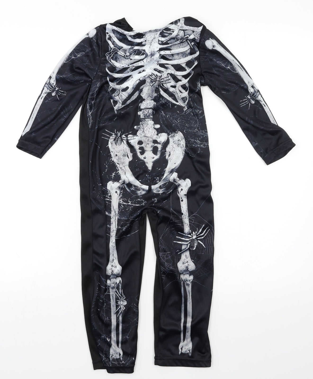 Preworn Boys Black Geometric   Bodysuit Size 5-6 Years  - Skeleton Fancy Dress