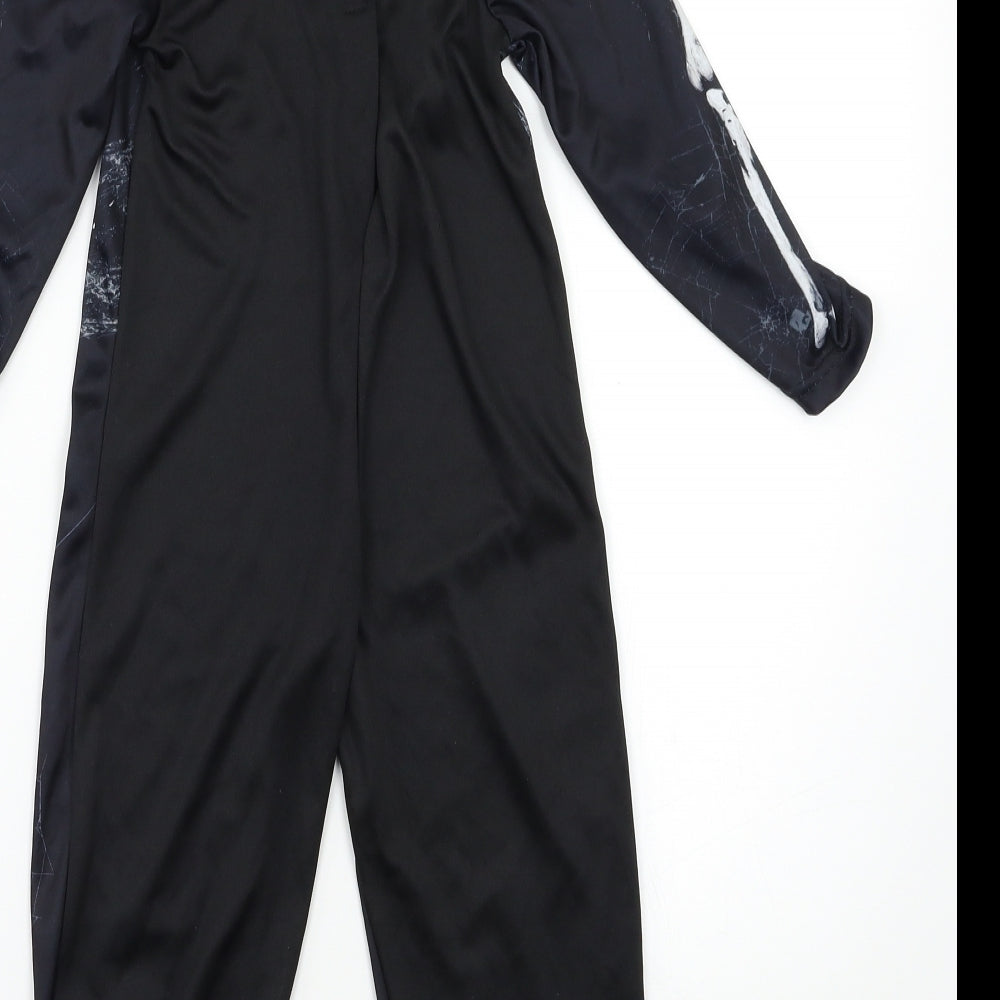 Preworn Boys Black Geometric   Bodysuit Size 5-6 Years  - Skeleton Fancy Dress