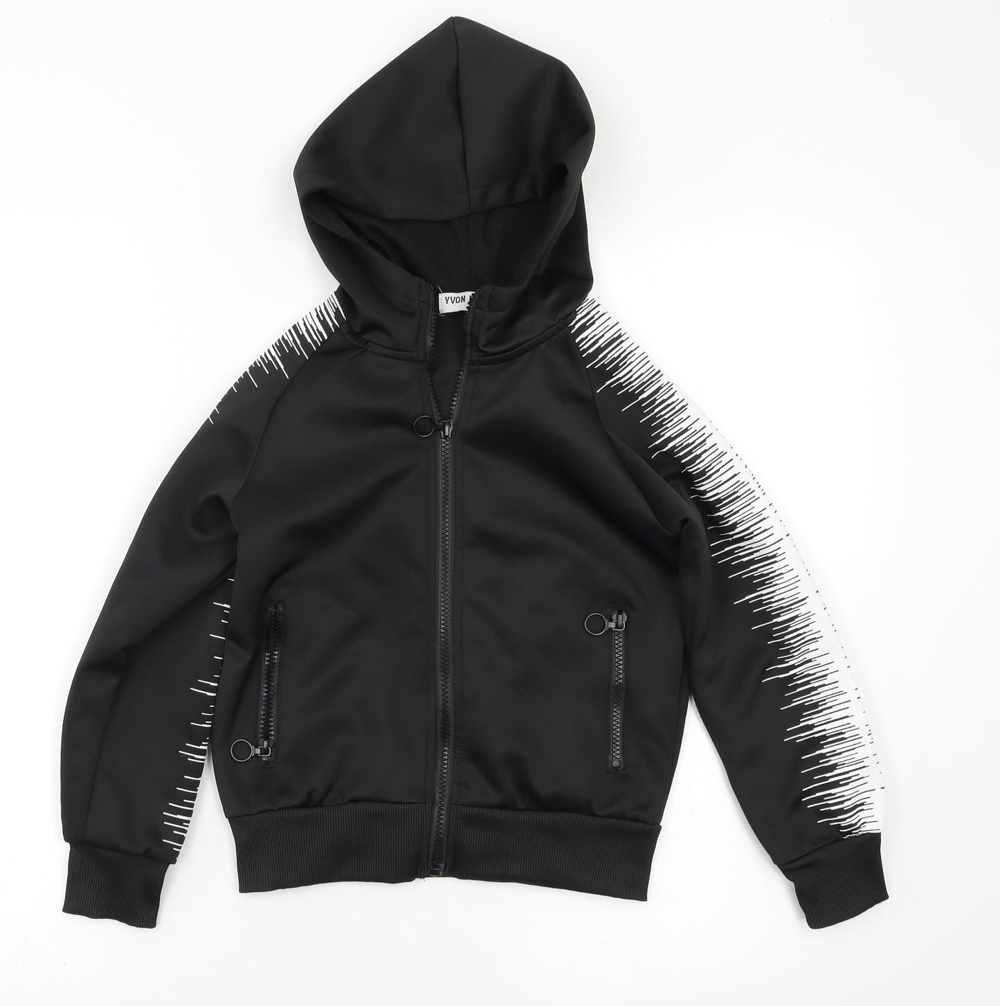 Yvon Fashion Boys Black   Full Zip Hoodie Size 6 Years