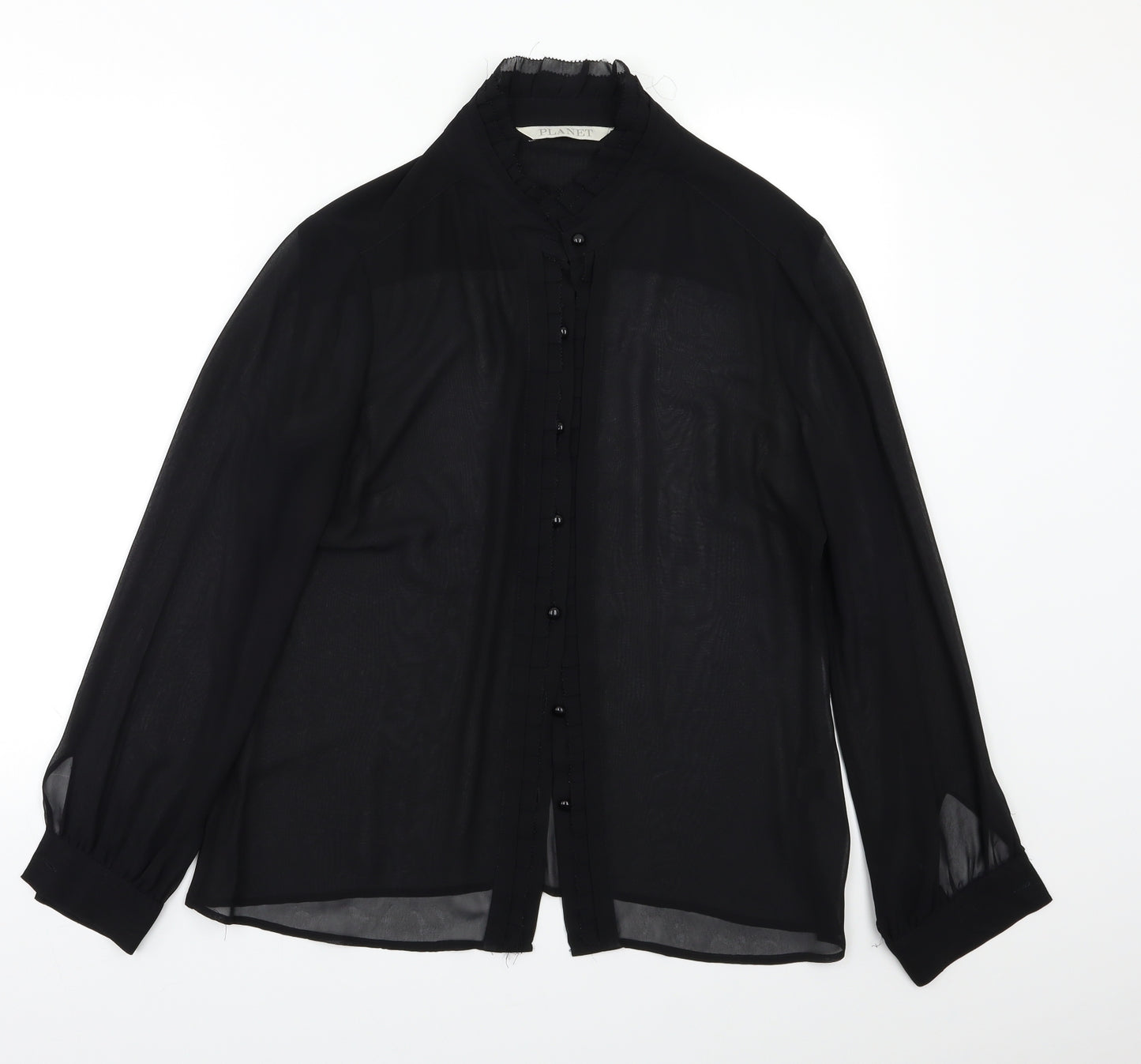 Planet Womens Black  Chiffon Basic Blouse Size 12  - Sheer