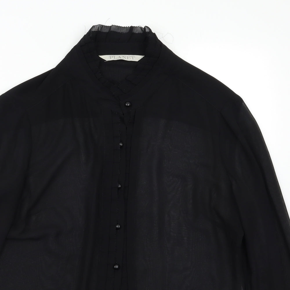Planet Womens Black  Chiffon Basic Blouse Size 12  - Sheer