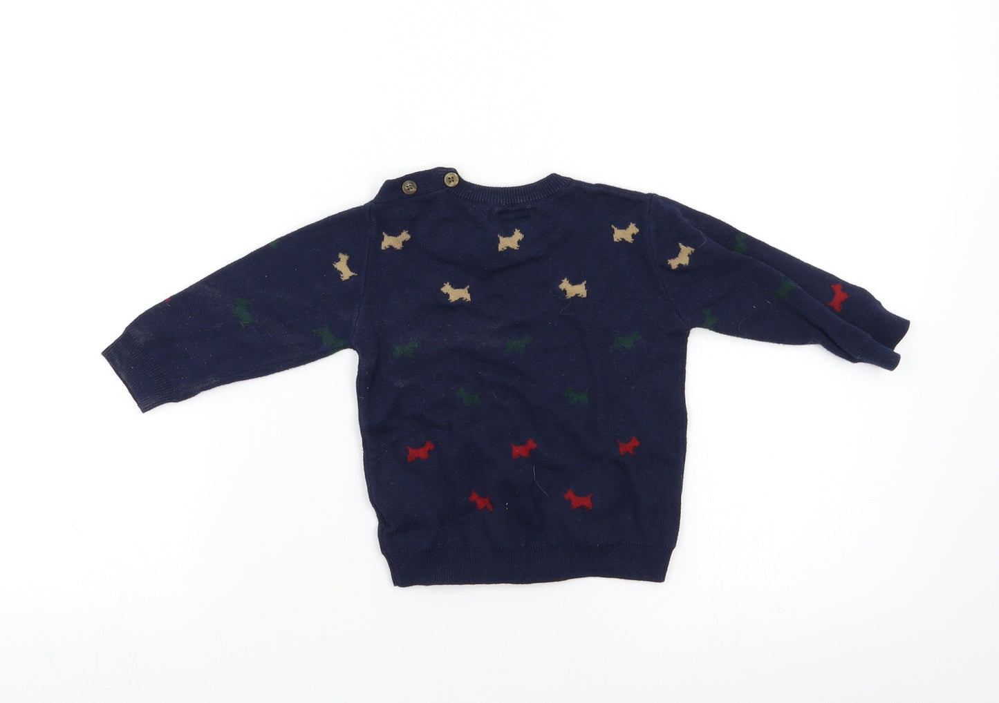 mamas & papas Baby Blue Geometric  Pullover Jumper Size 9-12 Months
