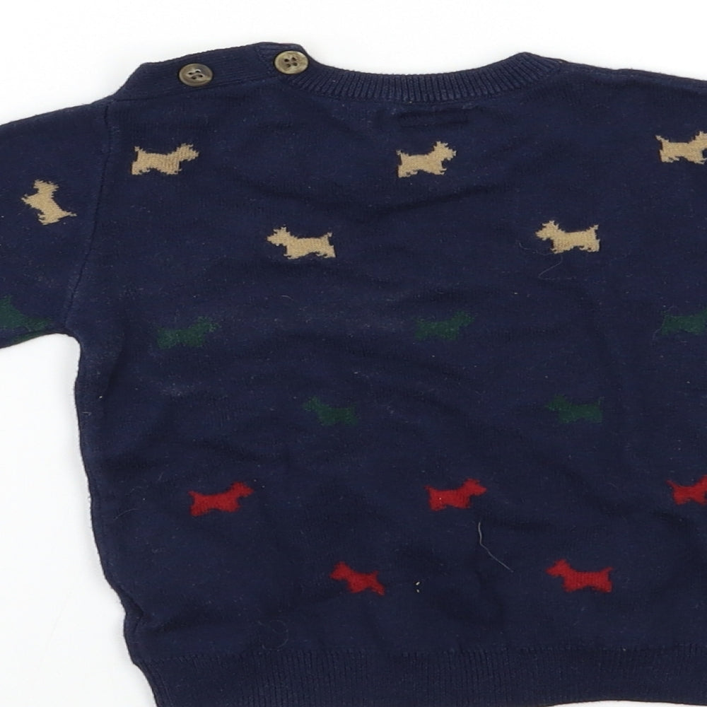 mamas & papas Baby Blue Geometric  Pullover Jumper Size 9-12 Months