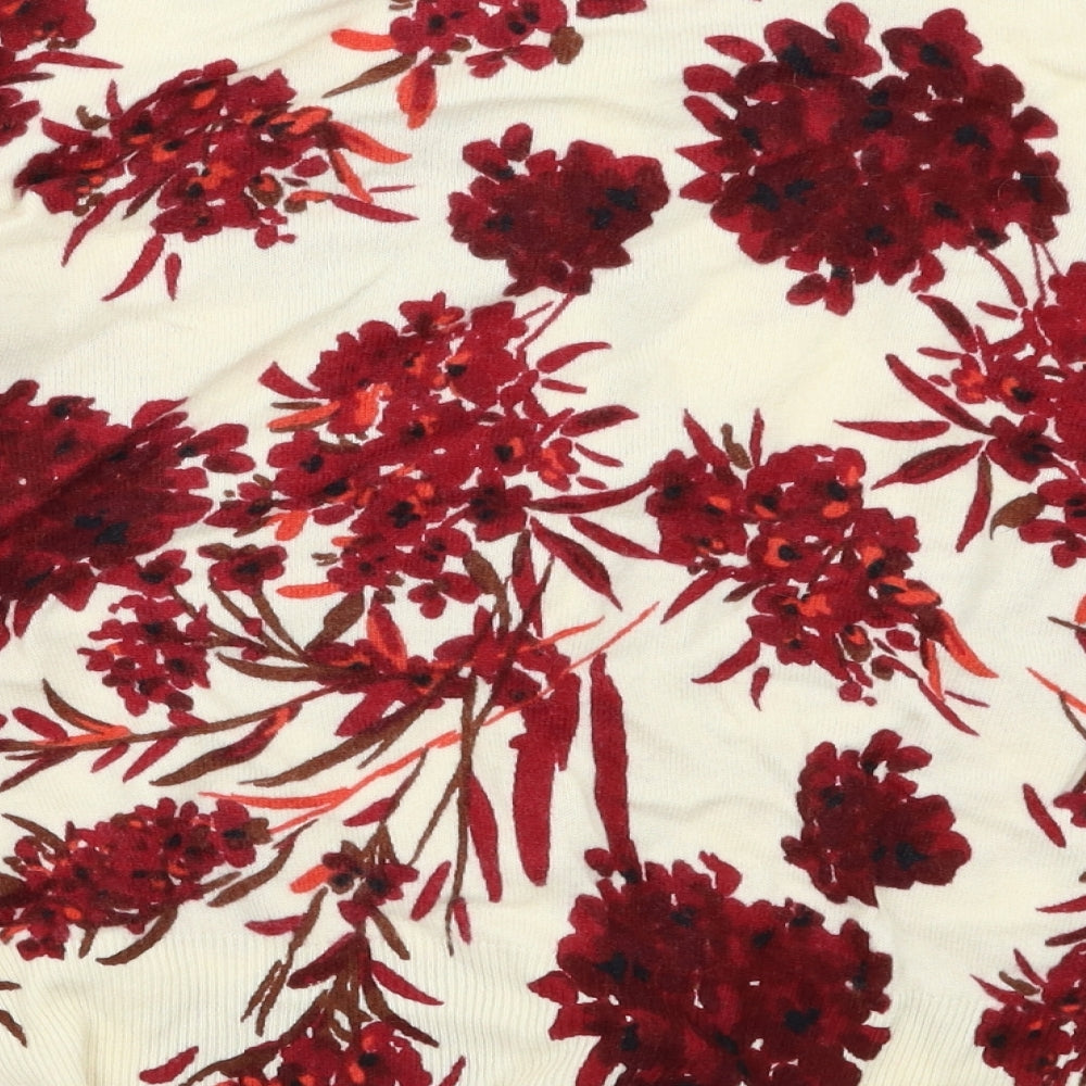 M&S Womens Red Floral  Cardigan Jumper Size 12