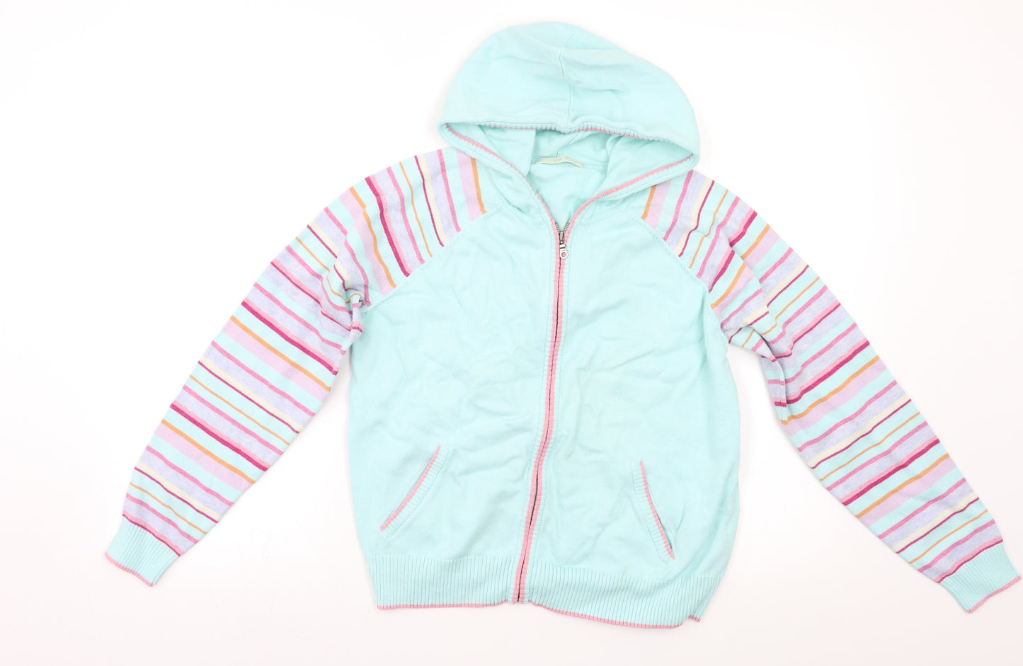 M&S Womens Multicoloured Striped  Full Zip Hoodie Size 12