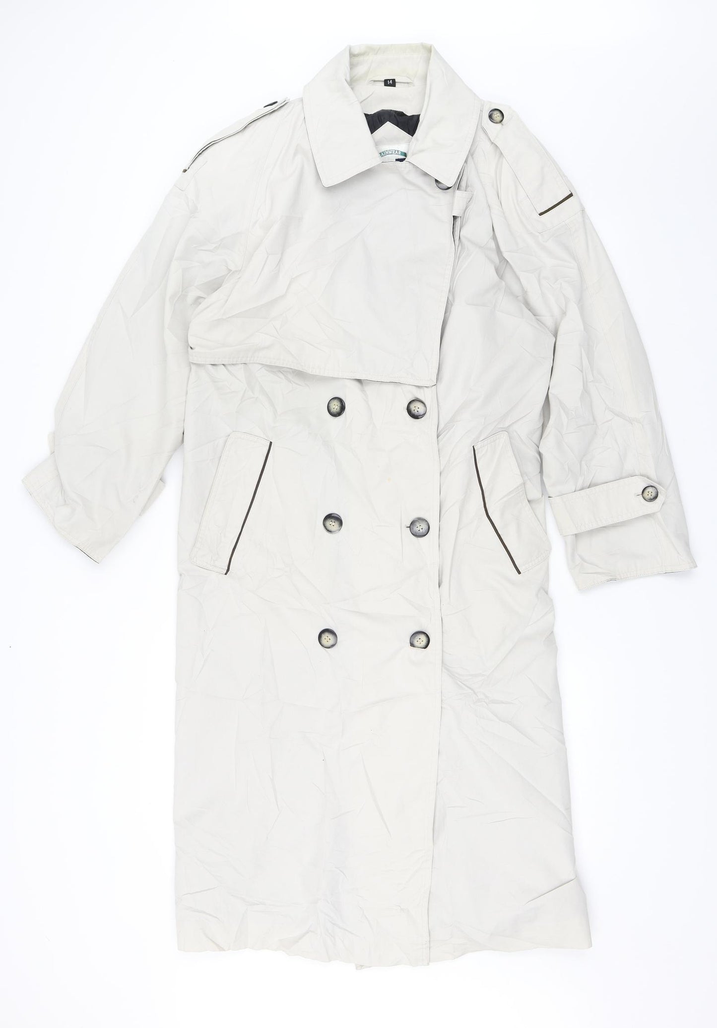 NuAge Womens Grey   Trench Coat Jacket Size 14