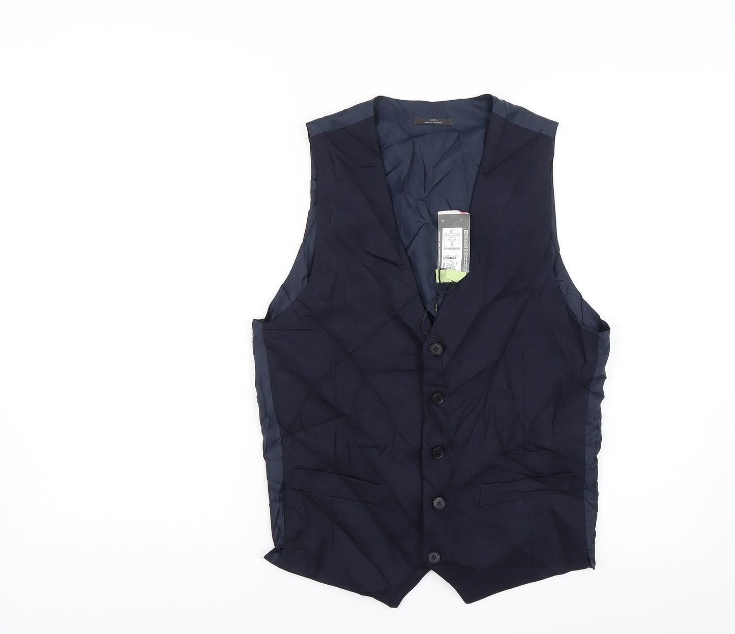 M&S Mens Blue   Jacket Suit Waistcoat Size S